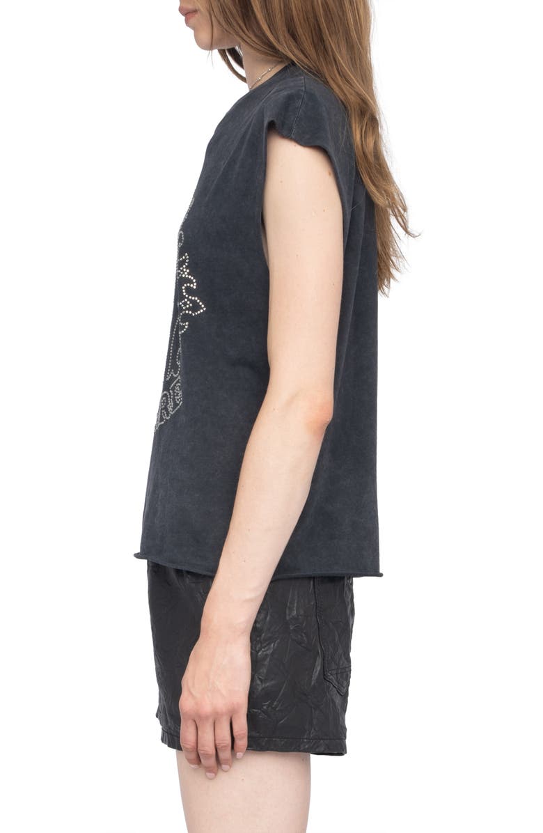 Zadig & Voltaire Cloe Strass Skull T-Shirt, Alternate, color, Black