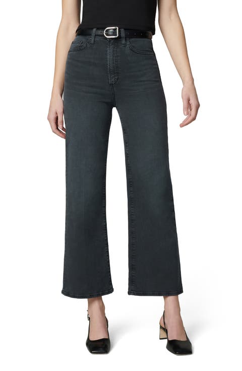 The Mia High Waist Ankle Wide Leg Jeans (Black Cat)