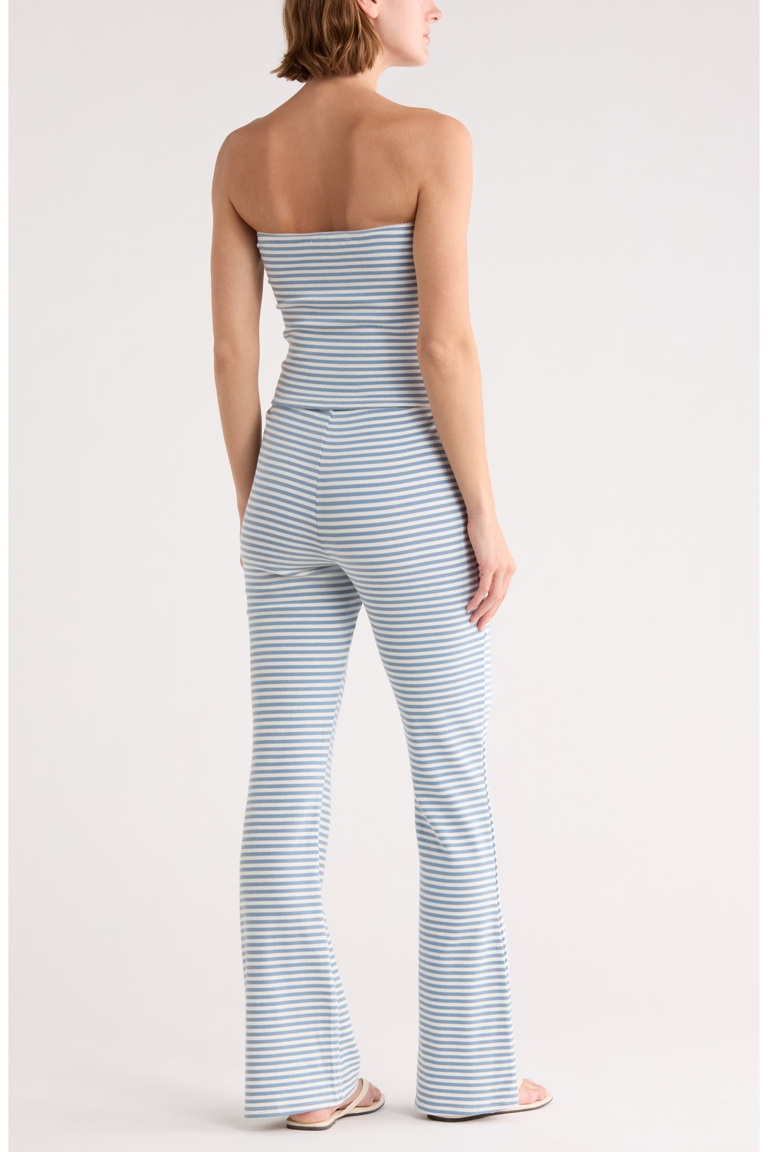 Madden Girl Striped Cinched Tube Top & Wide Leg Pants Set (Women ...