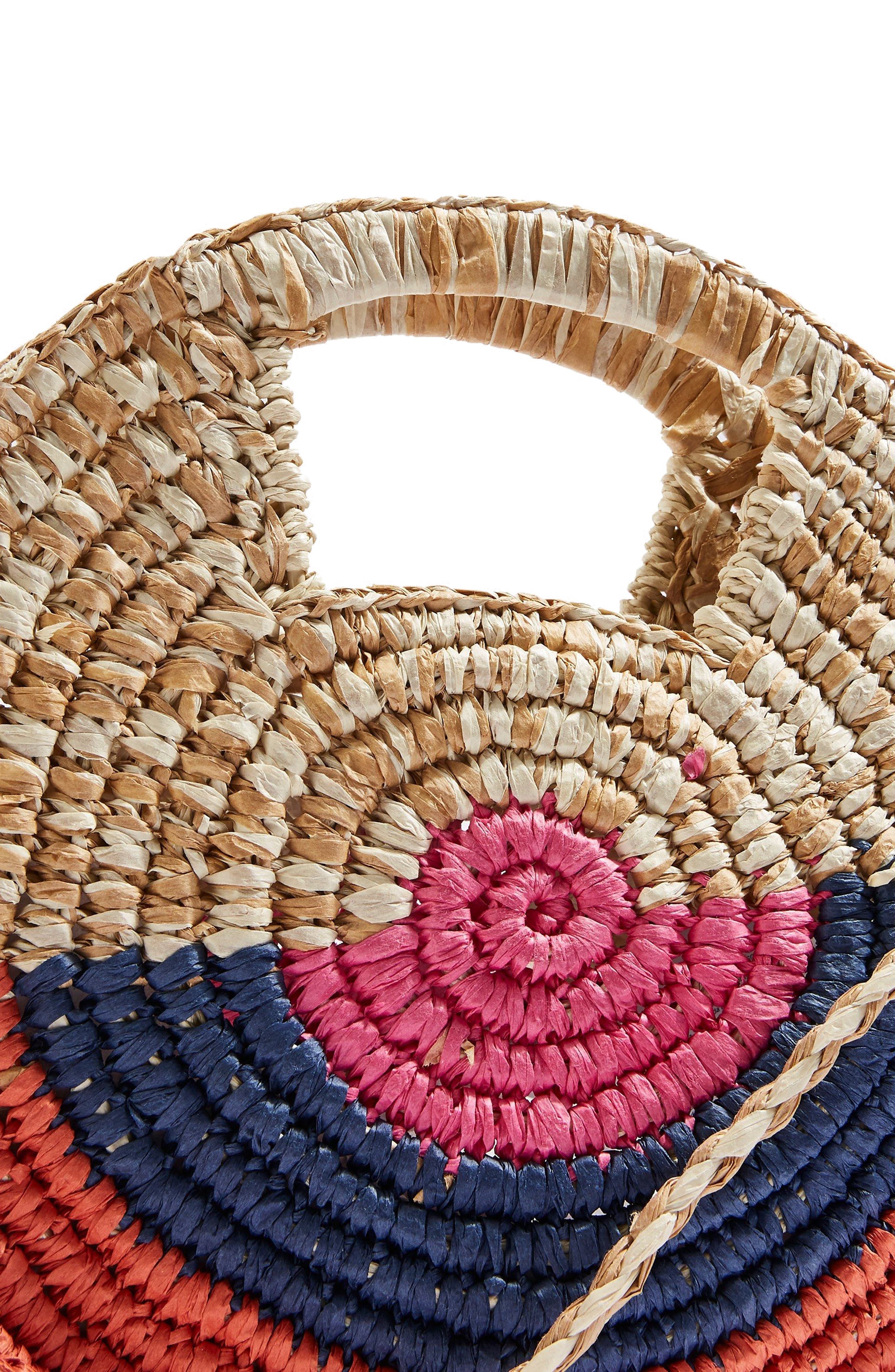 Topshop Bright Snail Straw Tote Bag, Alternate, color, 