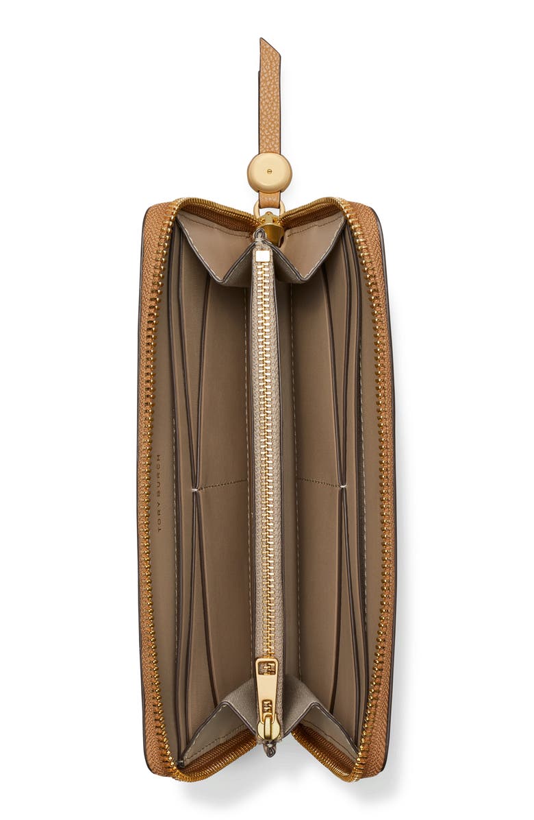 Tory Burch Romy Leather Zip Around Continental Wallet, Alternate, color, Tiramisu