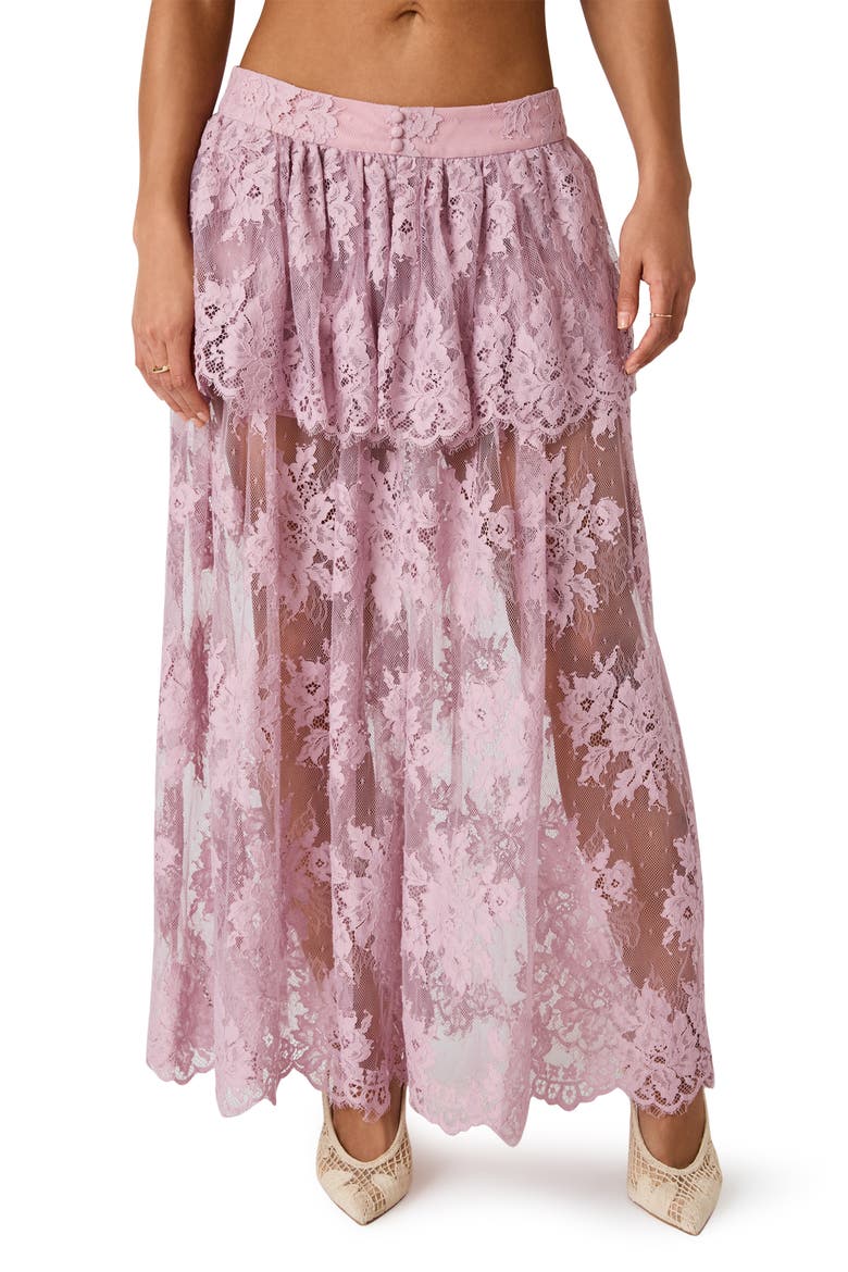 Arietty Lace Maxi Skirt, Main, color, MAUVE SHADOWS