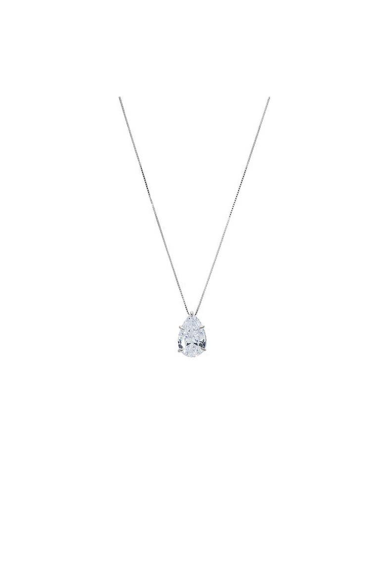 Moissanite Statement Pear Pendant Necklace, Main, color, Silver