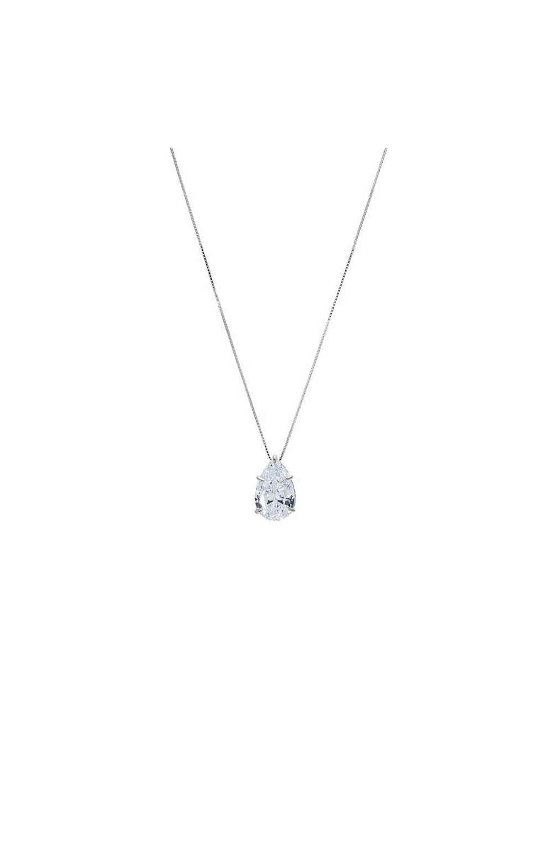 BY ADINA EDEN Fancy Pear CZ Necklace, Main, color, Silver