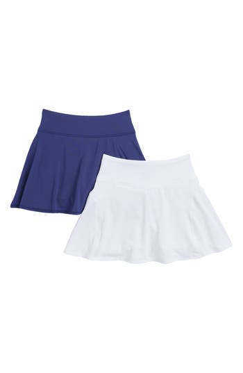 Shop 90 Degree By Reflex Kids' 2-pack Laser Cut Skorts In White/beacon Blue