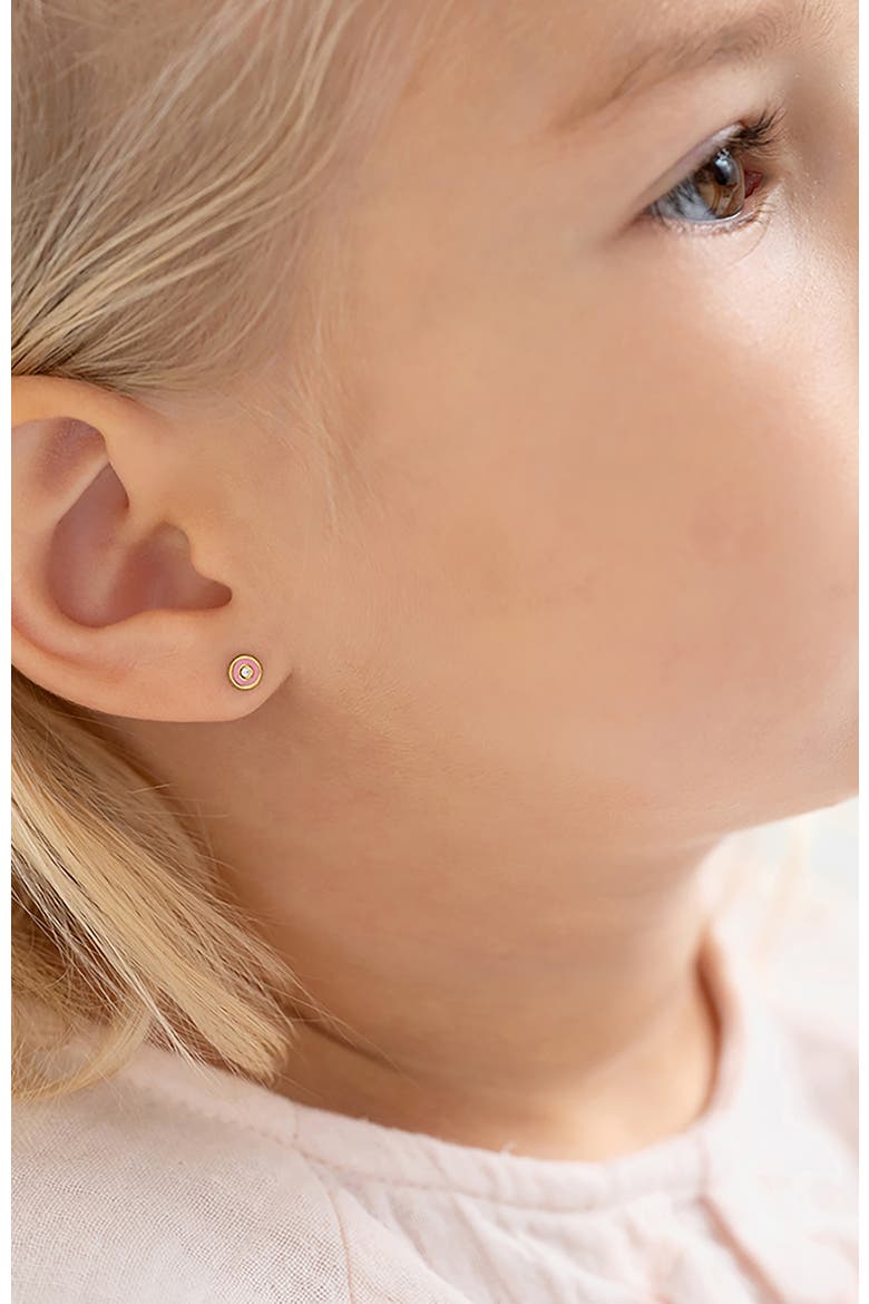 14k Pink Donut Earrings, Alternate, color, Pink