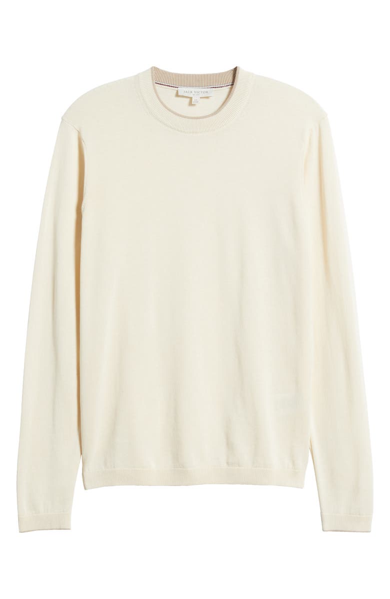 Jack Victor Drummond Tipped Combed Cotton Sweater, Alternate, color, Ecru