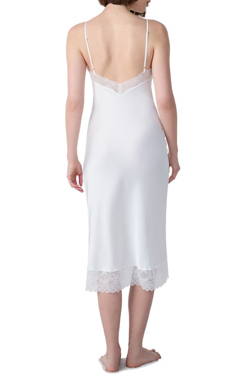 Etam Rencontre Nuisette Lace Trim Satin Nightgown In White