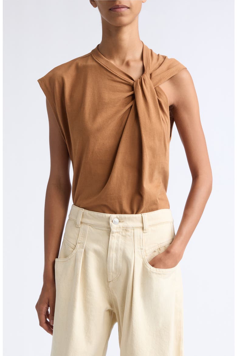 Nayda Asymmetric Cotton Slub Top, Main, color, CARAMEL