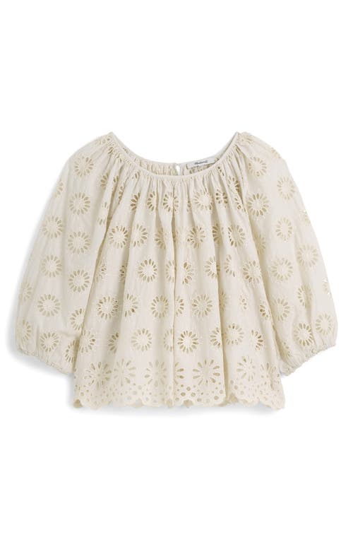 Madewell Embroidered Shirred Puff Sleeve Top