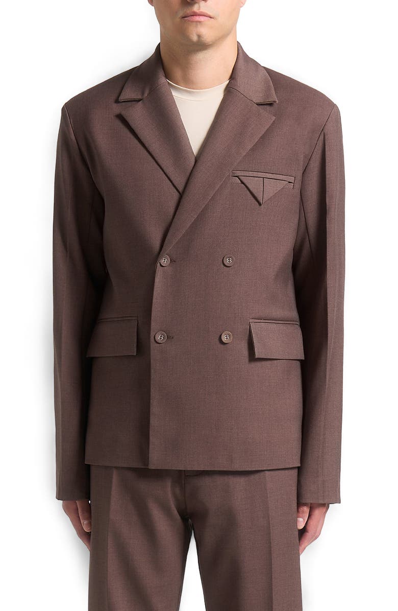Manière De Voir Didier Double Breasted Twill Suit Jacket, Alternate, color, 