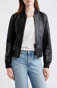 Shrunken Leather Bomber Jacket
