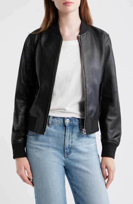 Shrunken Leather Bomber Jacket