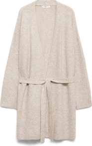 MANGO Tie Front Longline Cardigan