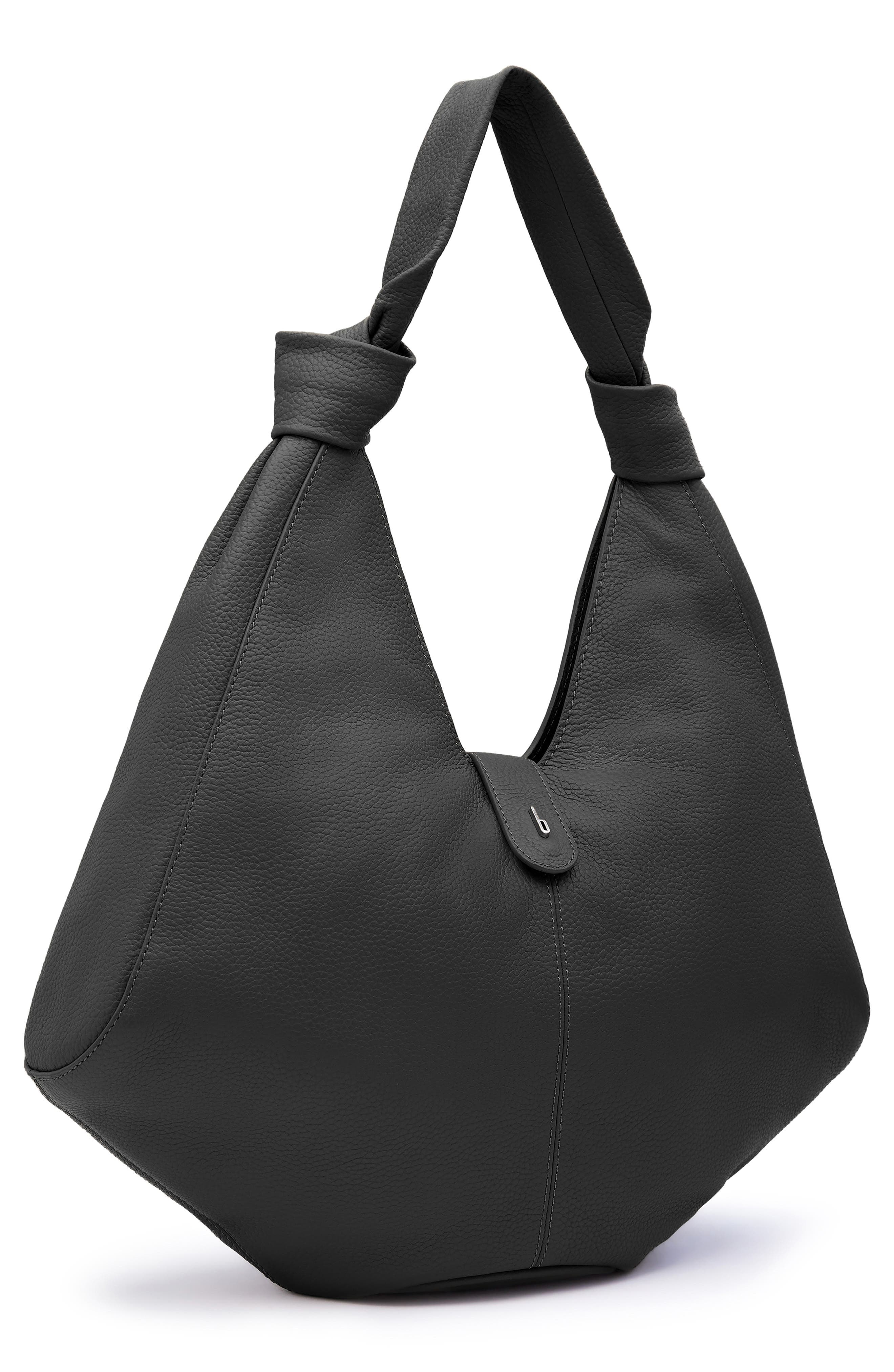 behno Large Nelli Pebble Leather Hobo Bag, Alternate, color, Black