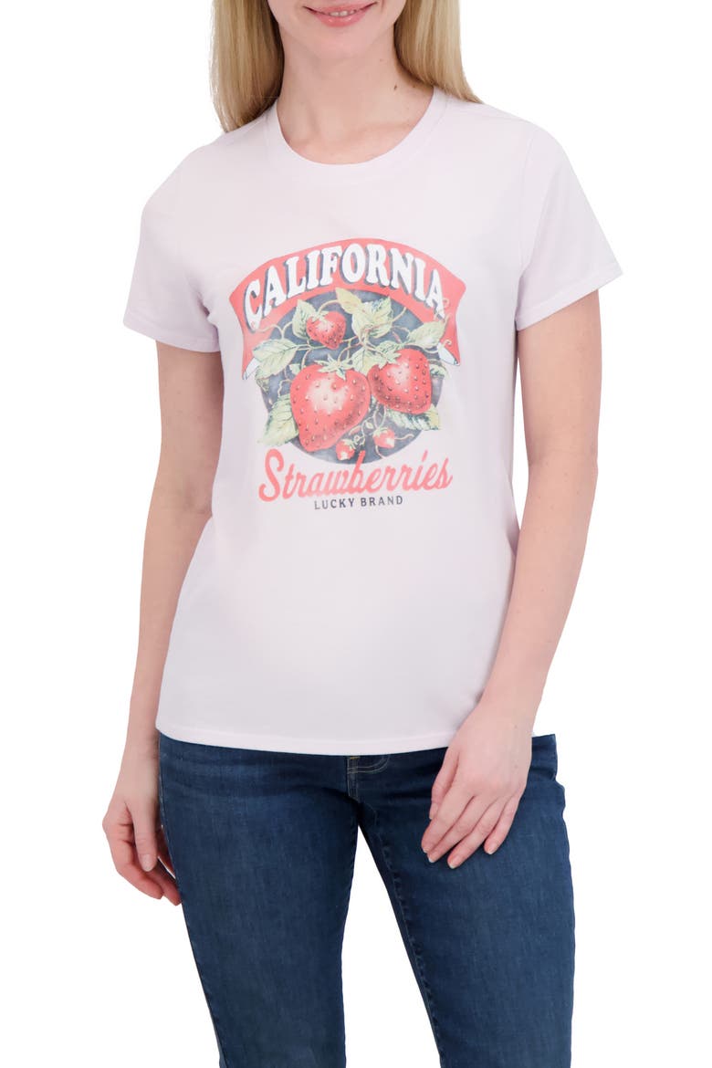 Strawberries Graphic T-Shirt, Main, color, ORCHID HUSH