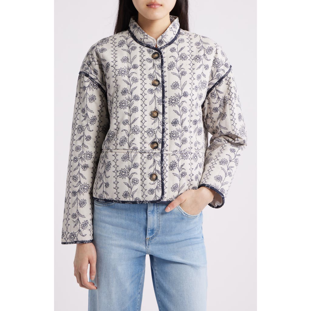 Ilse Jacobsen Ottoma Floral Quilted Cotton Jacket In White Wildflower