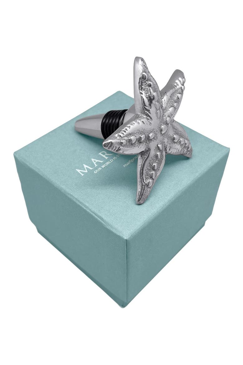Starfish Flat Bottle Stopper, Alternate, color, SILVER