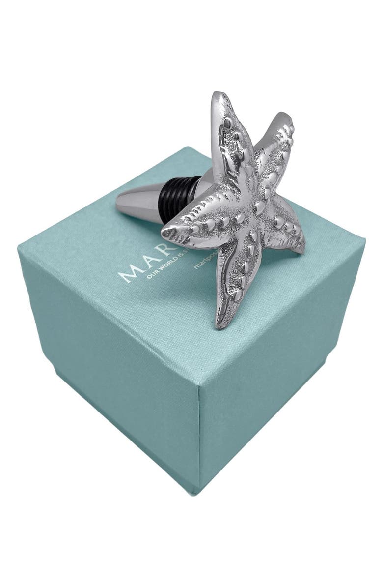Mariposa Starfish Flat Bottle Stopper, Alternate, color, Silver