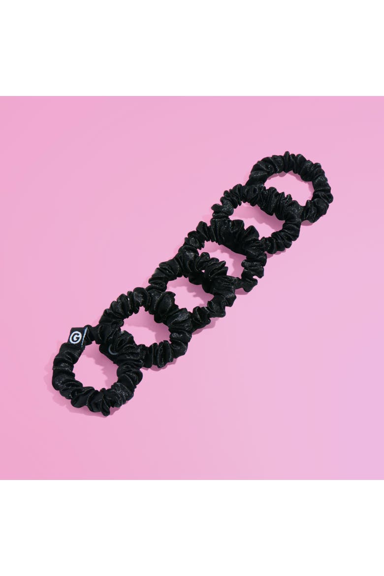 Slim Satin Hair Scrunchies, Alternate, color, Black