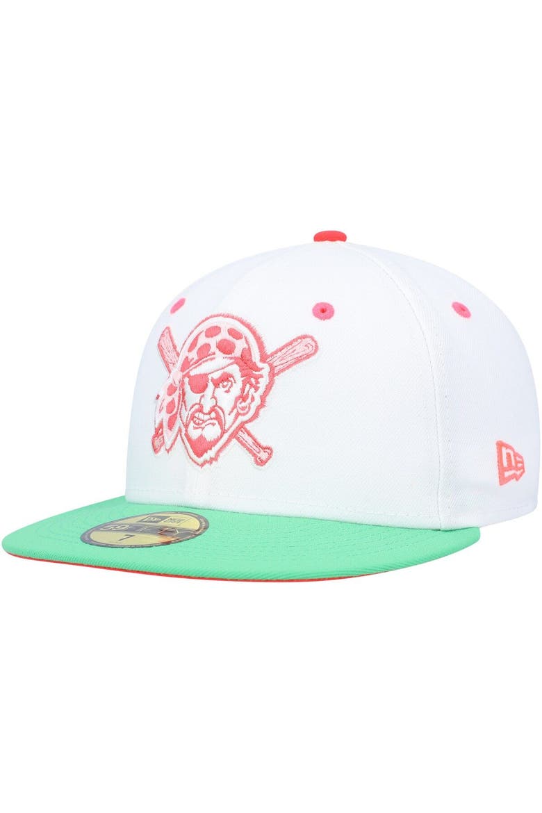 Men's New Era White/Green Pittsburgh Pirates  Watermelon Lolli 59FIFTY Fitted Hat, Alternate, color, White