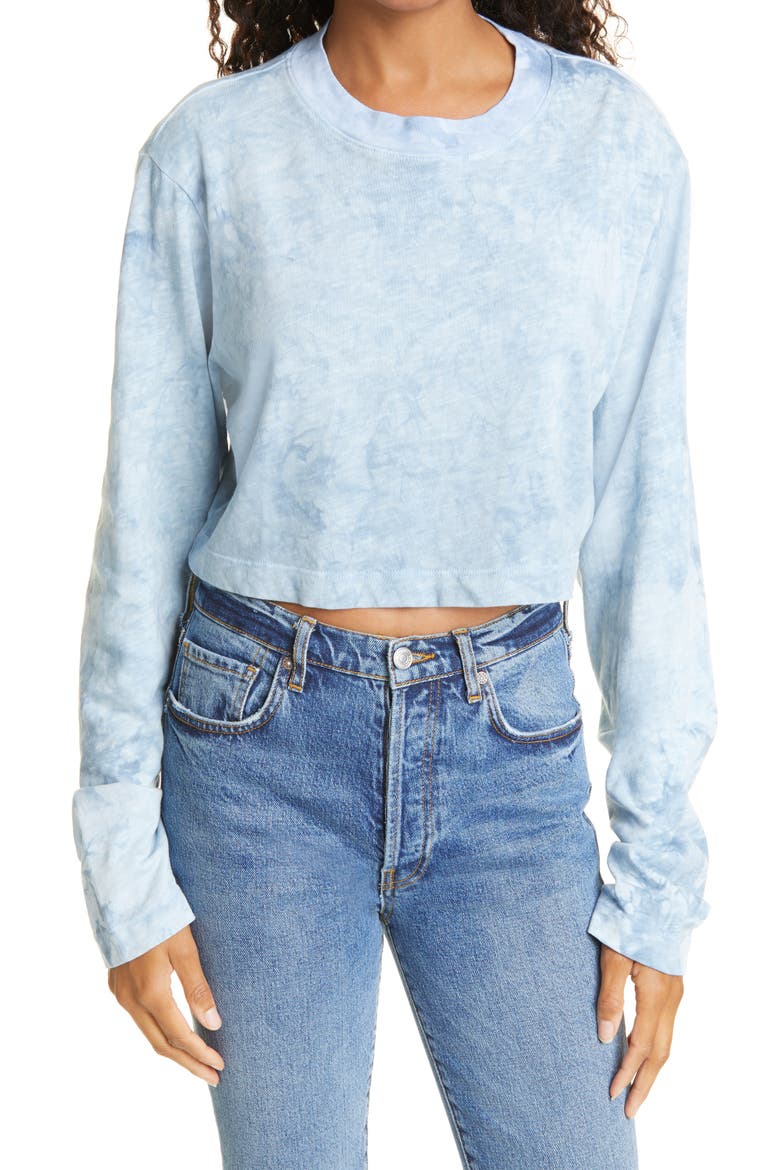 Tokyo Tie Dye Crop Tee, Main, color, AQUA CRYSTAL