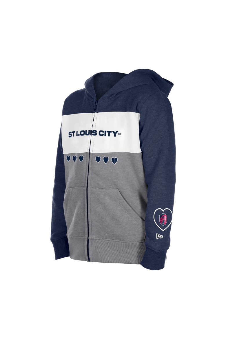Girl's 5th & Ocean by New Era Gray/Navy St. Louis City SC Full-Zip Hoodie Jacket, Alternate, color, Gray