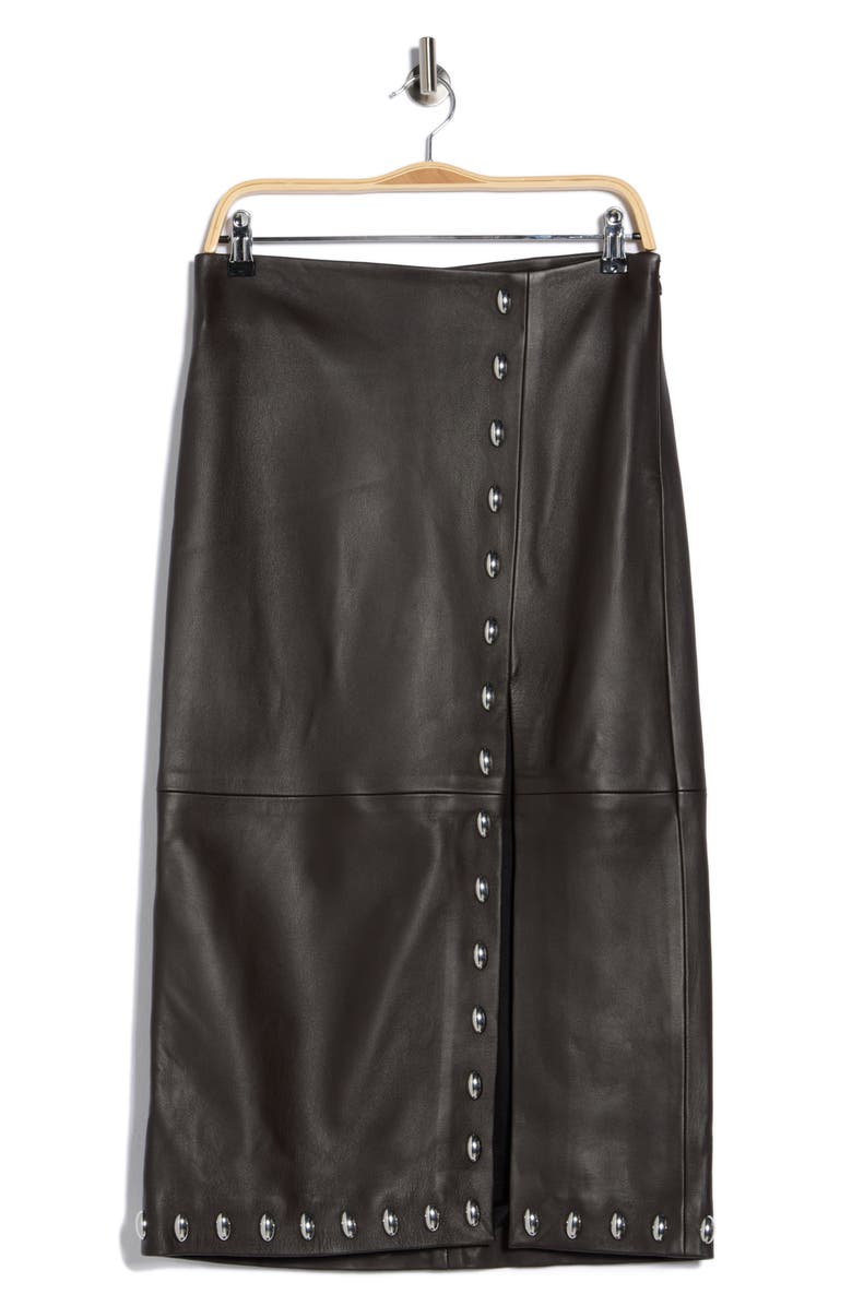 A.L.C. Naomi Stud Leather Skirt, Main, color, Ganache