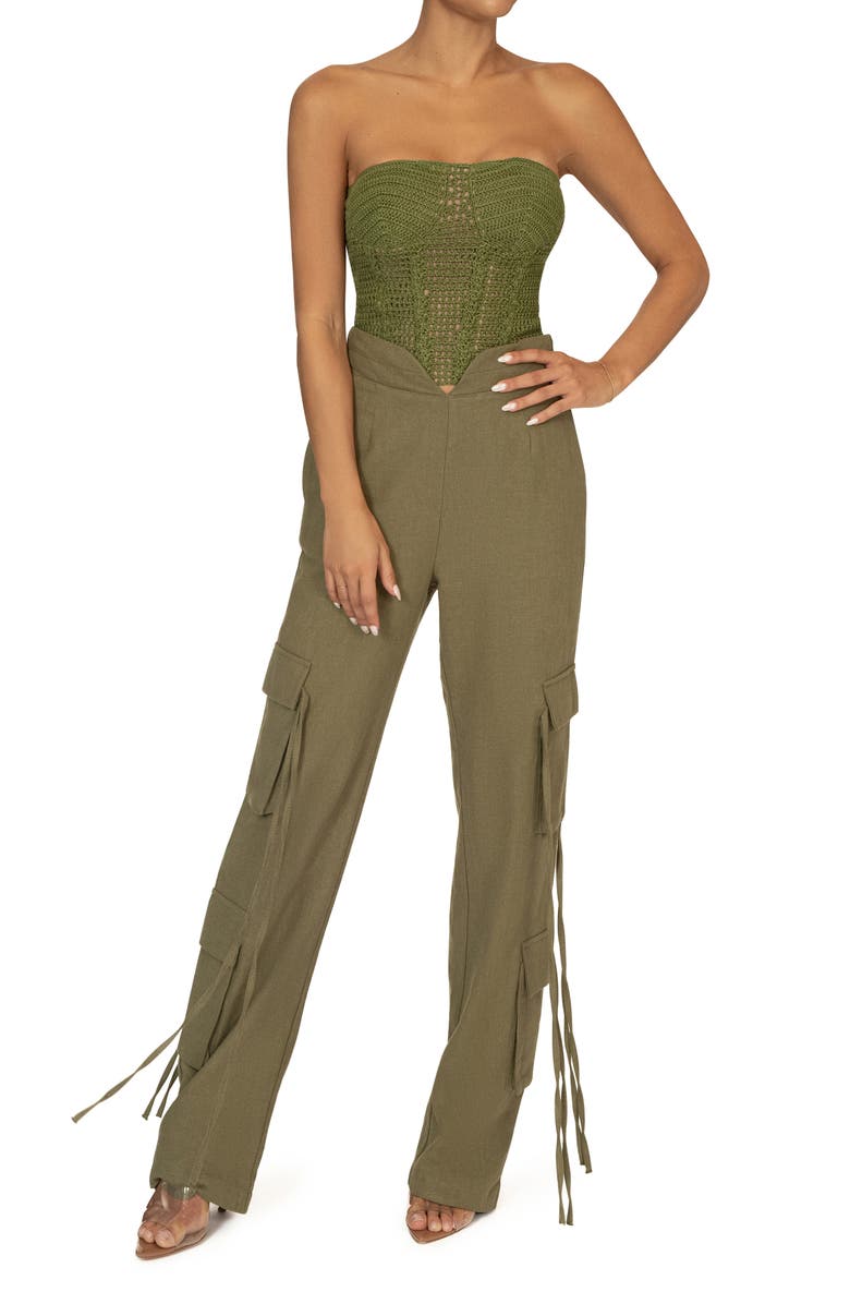 JLUXLABEL Want It All Open Stitch Strapless Bustier Top, Alternate, color, 