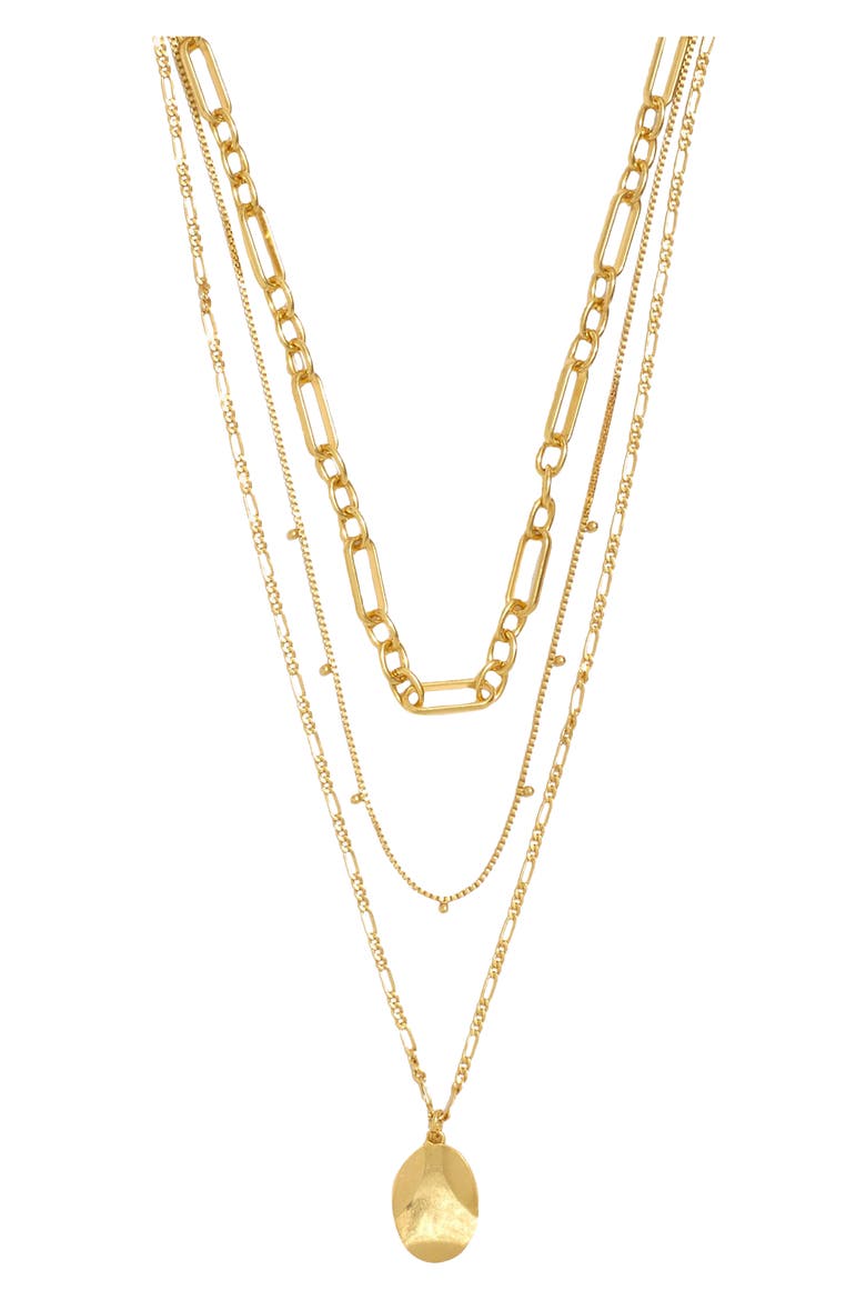 Discus Pendant Chain Necklace Set, Main, color, VINTAGE GOLD