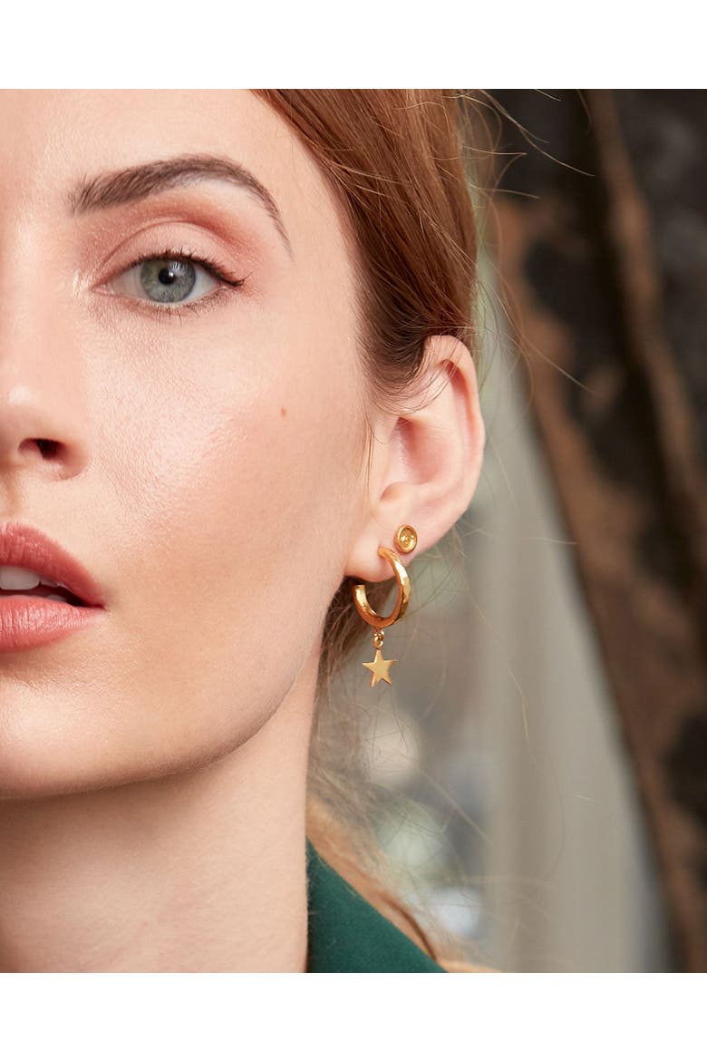 Star Charm Hoop Earrings, Alternate, color, Gold