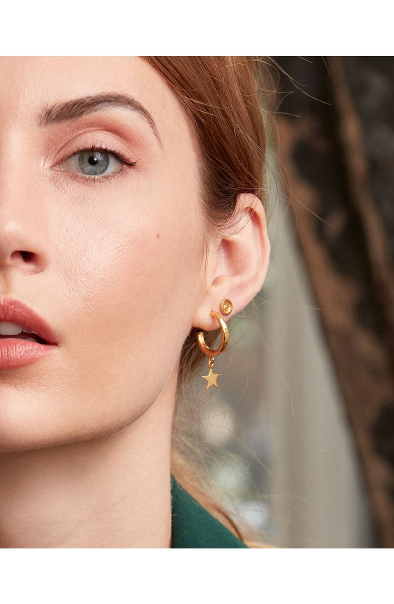 Ottoman Hands Star Charm Hoop Earrings, Alternate, color, Gold