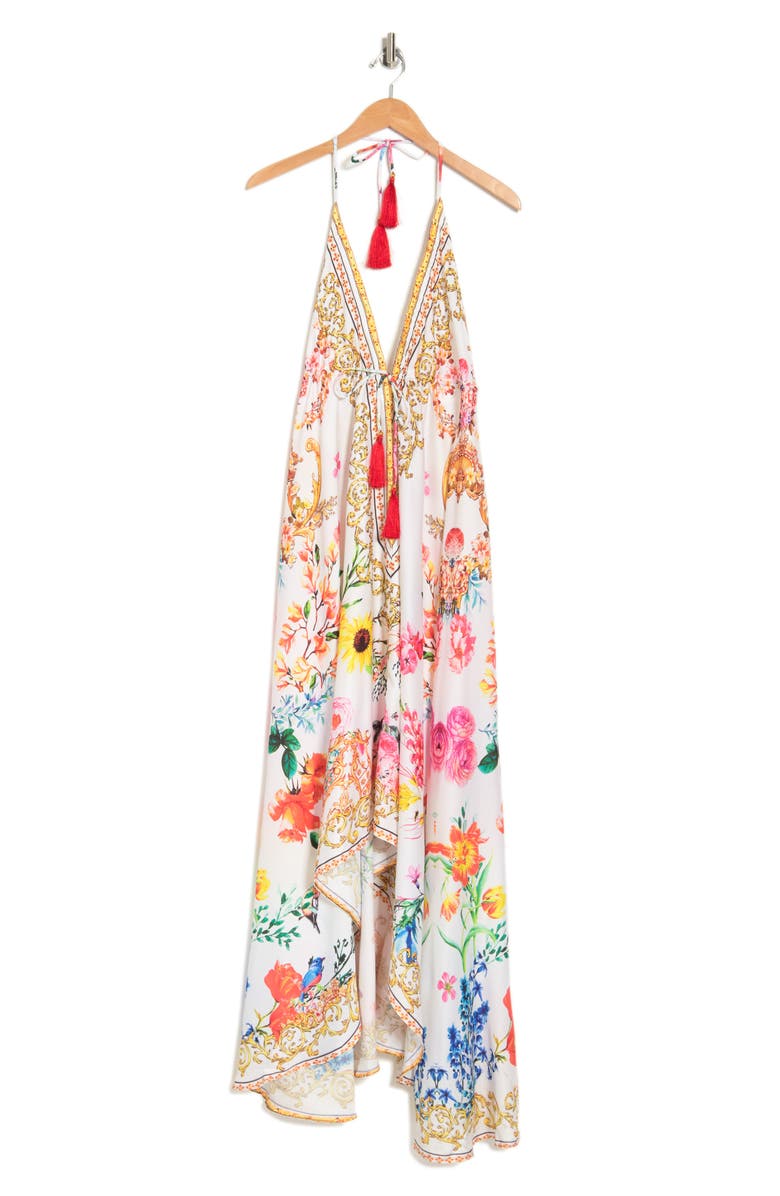 RANEES Floral Print Halter Cover-Up Dress, Alternate, color, White