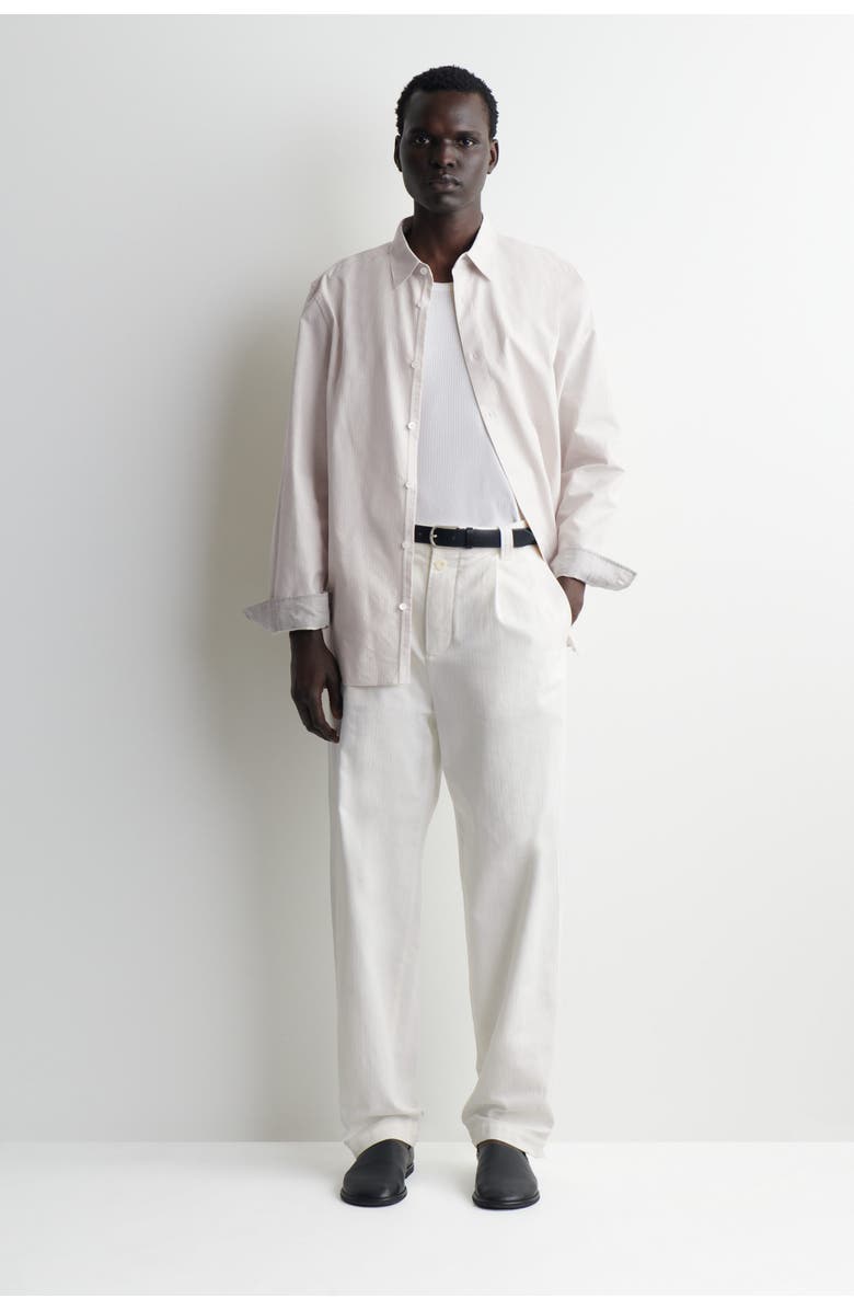 COS Denim-herringbone Relaxed-fit Tapered Trousers, Main, color, White