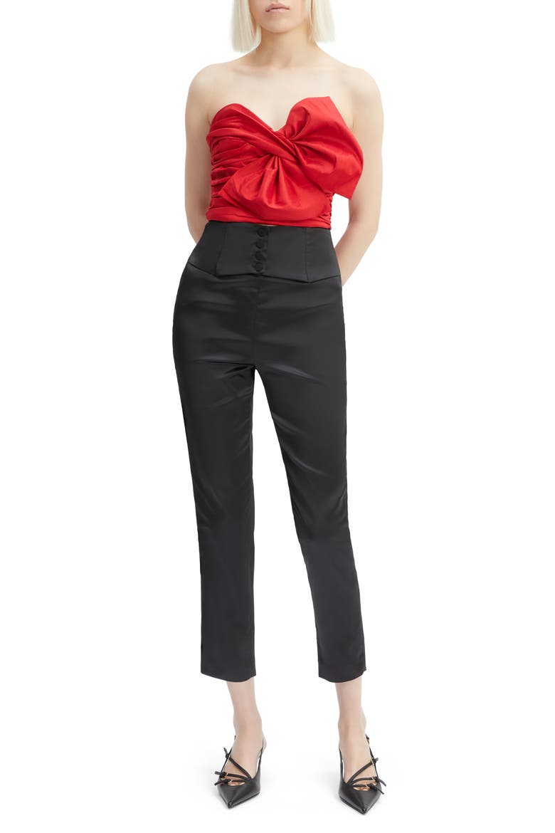 Satin Corset Pants, Alternate, color, BLACK