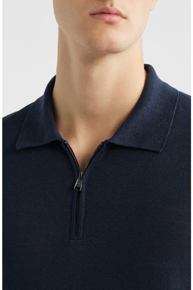 Norbertino Cotton Short Sleeve Tipped Sweater, Alternate, color, DARK BLUE