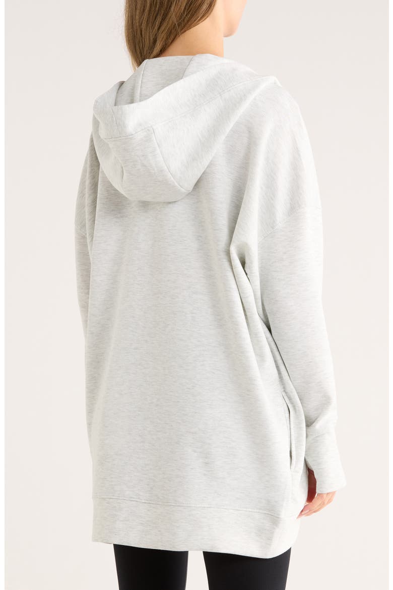 Side Pocket Open Front Fleece Hoodie, Alternate, color, HEATHER LIGHT GREY