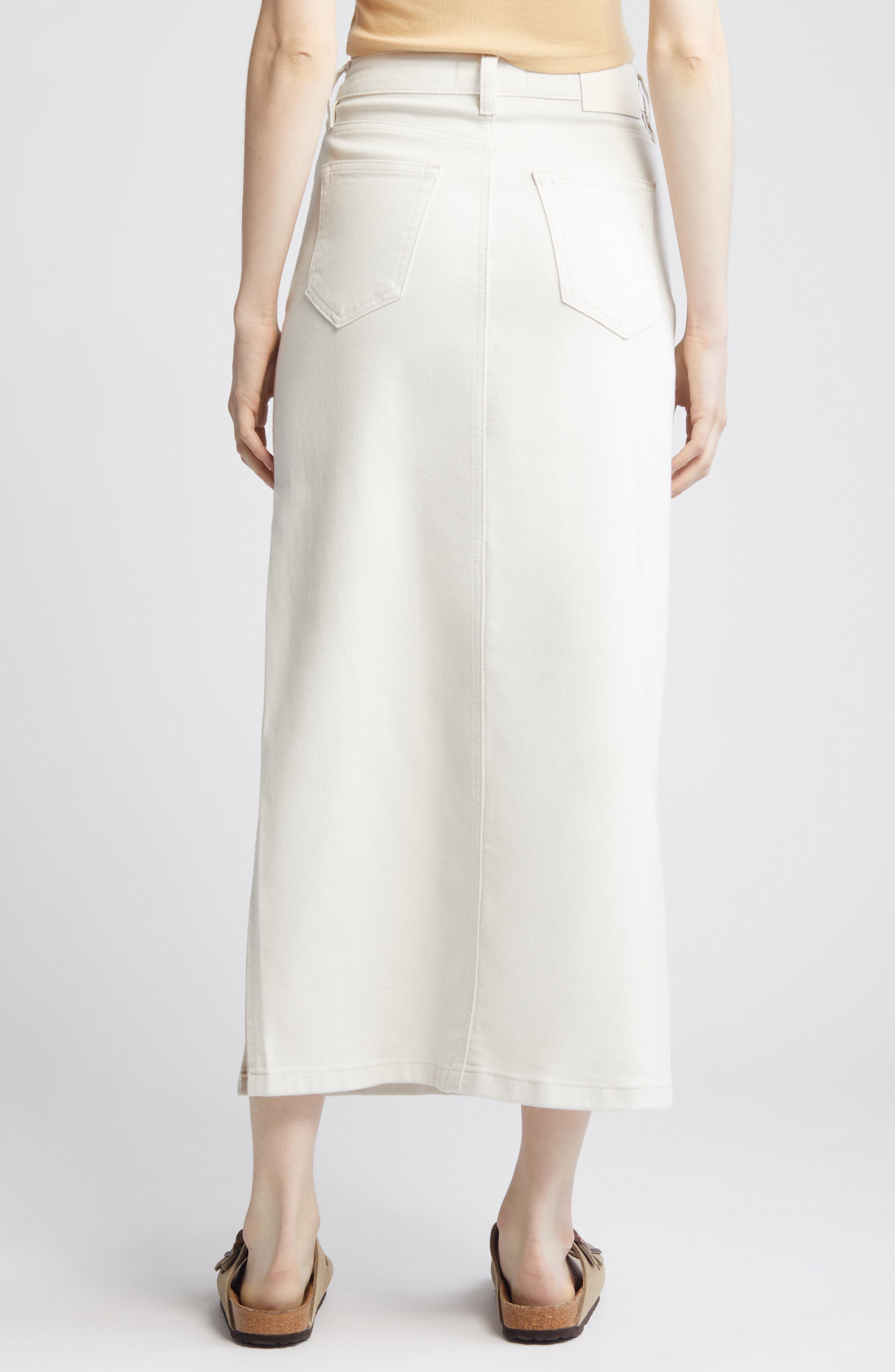 Side Slit Denim Midi Skirt - image 2