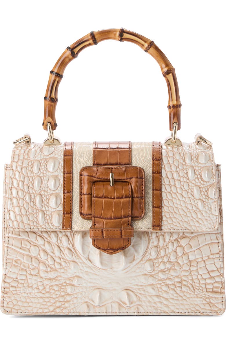 Brahmin Small Mod Hallie Croc Embossed Leather Top Handle Bag, Main, color, Ivory