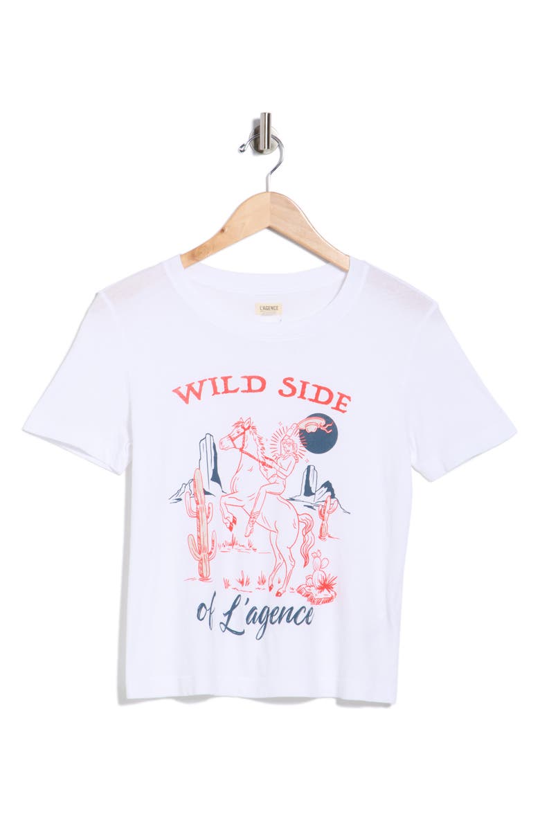 L'AGENCE Eliza Wild Side Graphic T-Shirt, Main, color, White