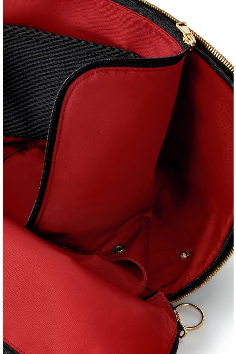 Vacationer Leather Makeup Bag, Alternate, color, BLACK LEATHER/ RED