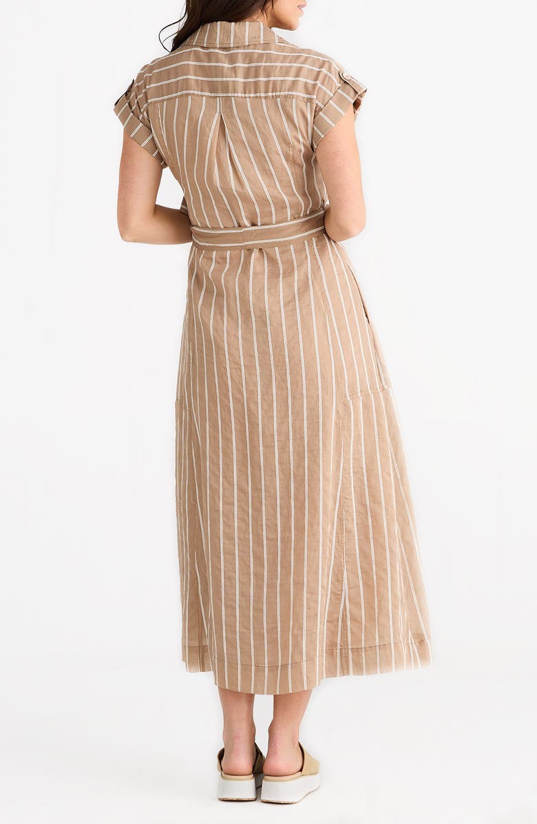 Brave+True Portia Stripe Maxi Shirtdress, Alternate, color, Latte Stripe