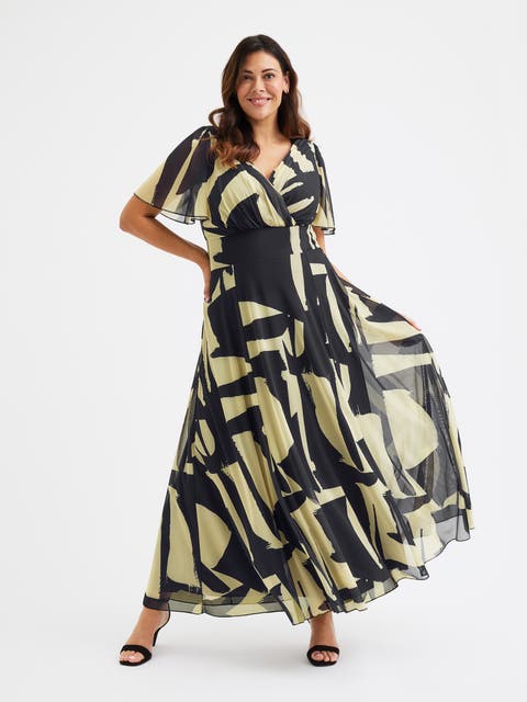 Isabelle Printed Angel Sleeve Dress