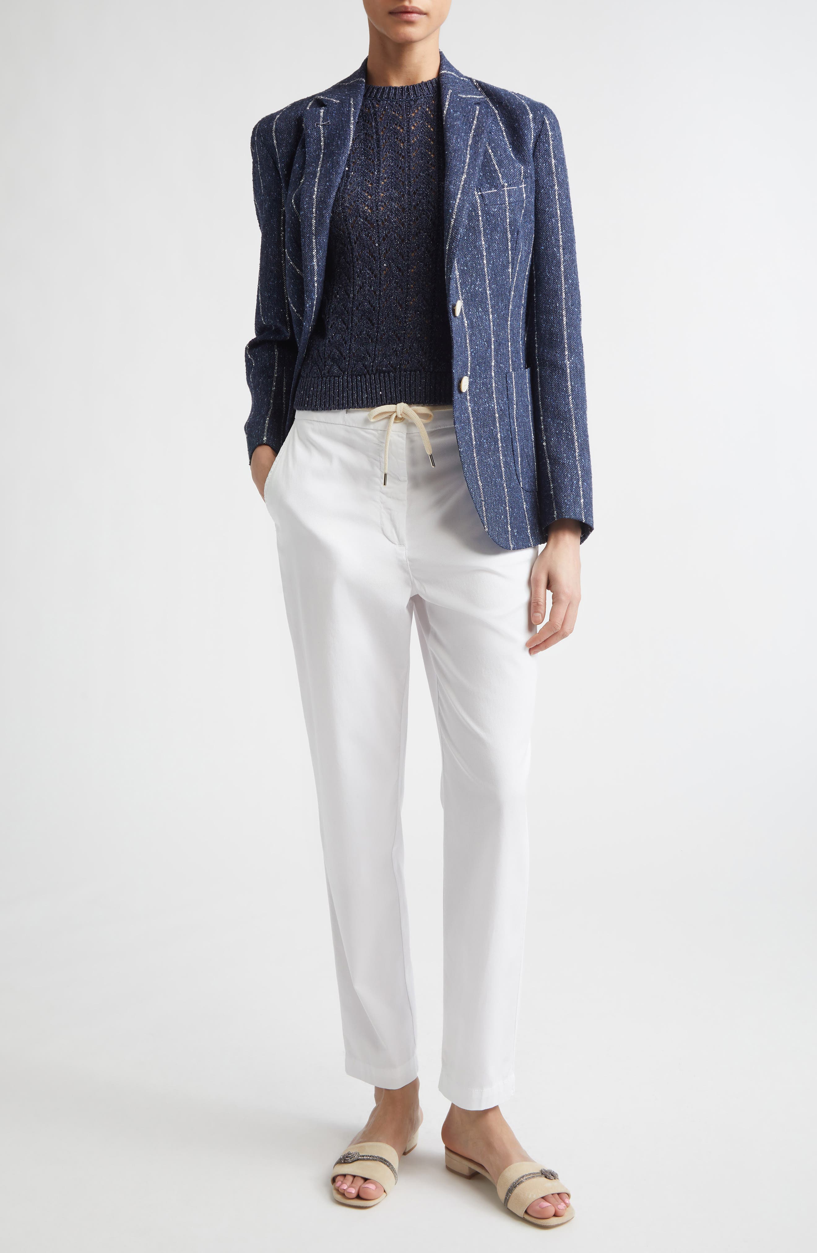 Stripe Slubby Linen Blend Jacket - image 2
