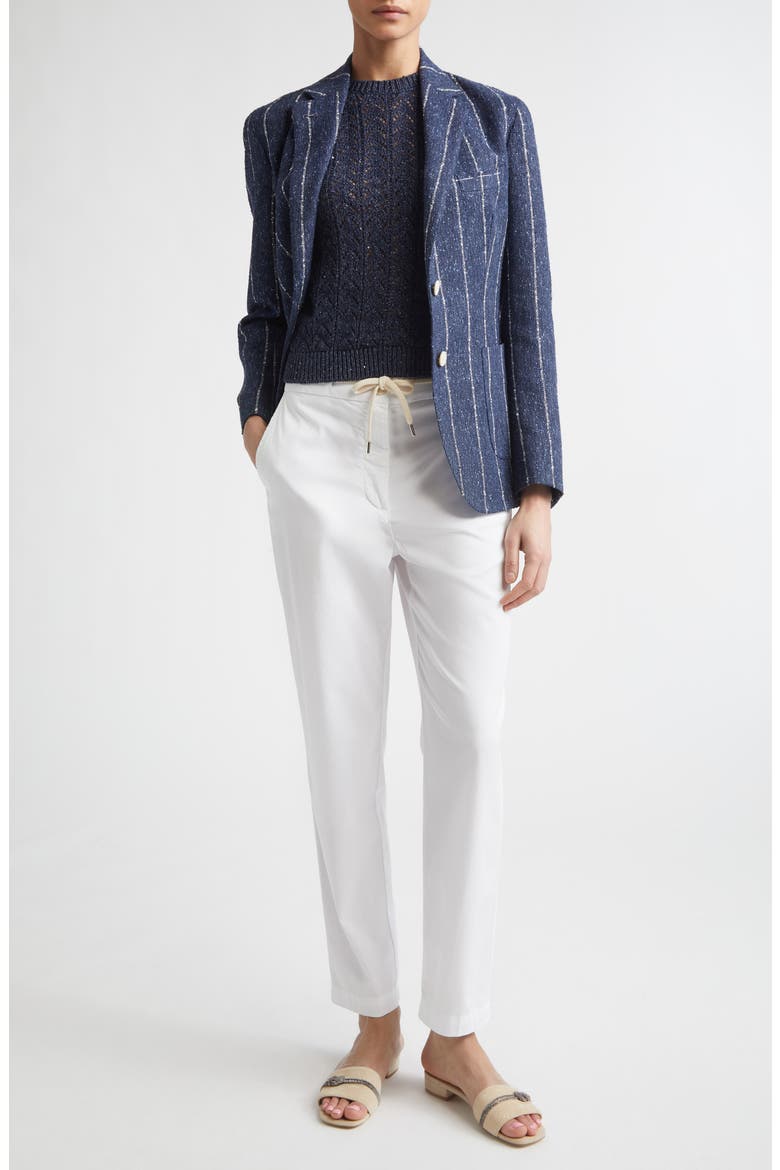 Stripe Slubby Linen Blend Jacket, Alternate, color, 11 BLUE