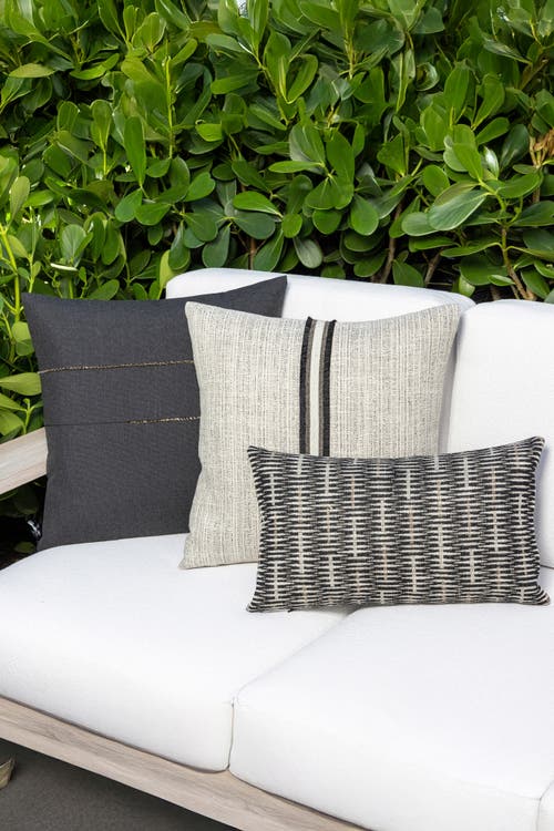 Elaine Smith Micro Fringe Carbon Indoor & Outdoor Woven Accent Pillow