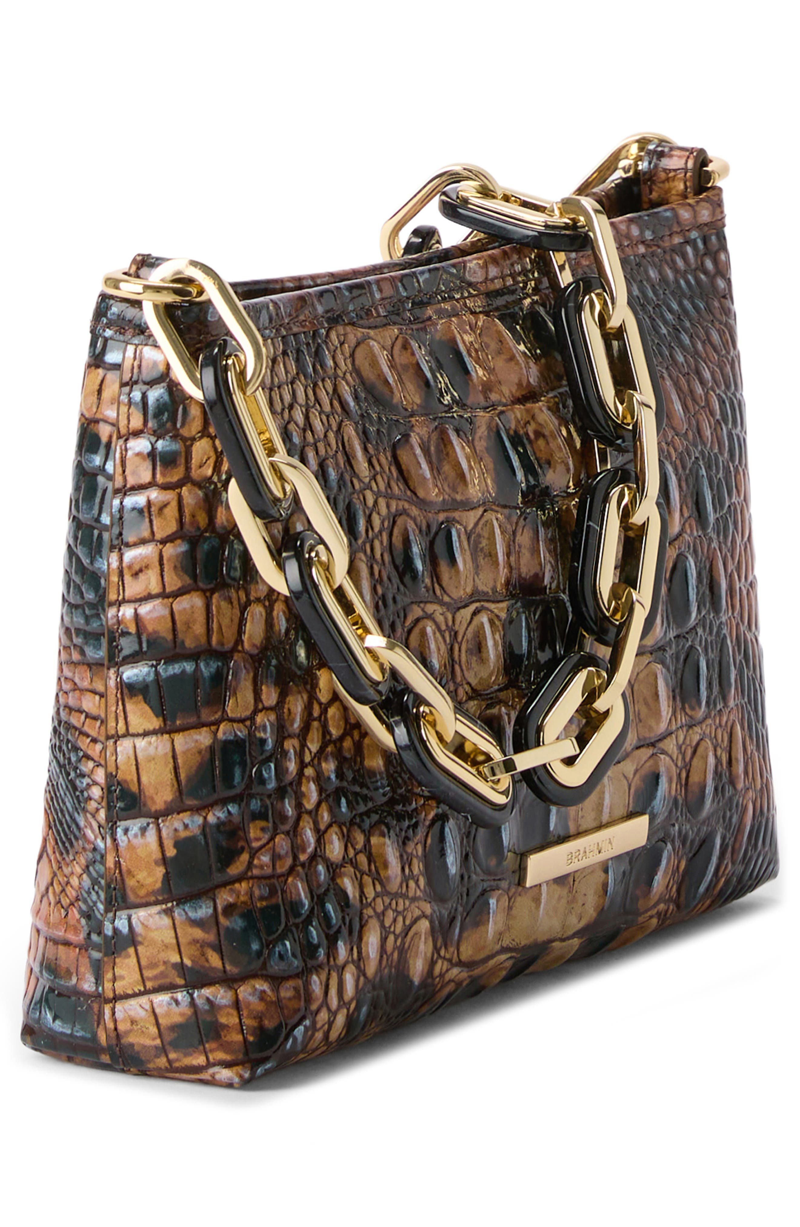 Brahmin Mod Lorelei Tiger Stripe Croc Embossed Leather Shoulder Bag, Alternate, color, 