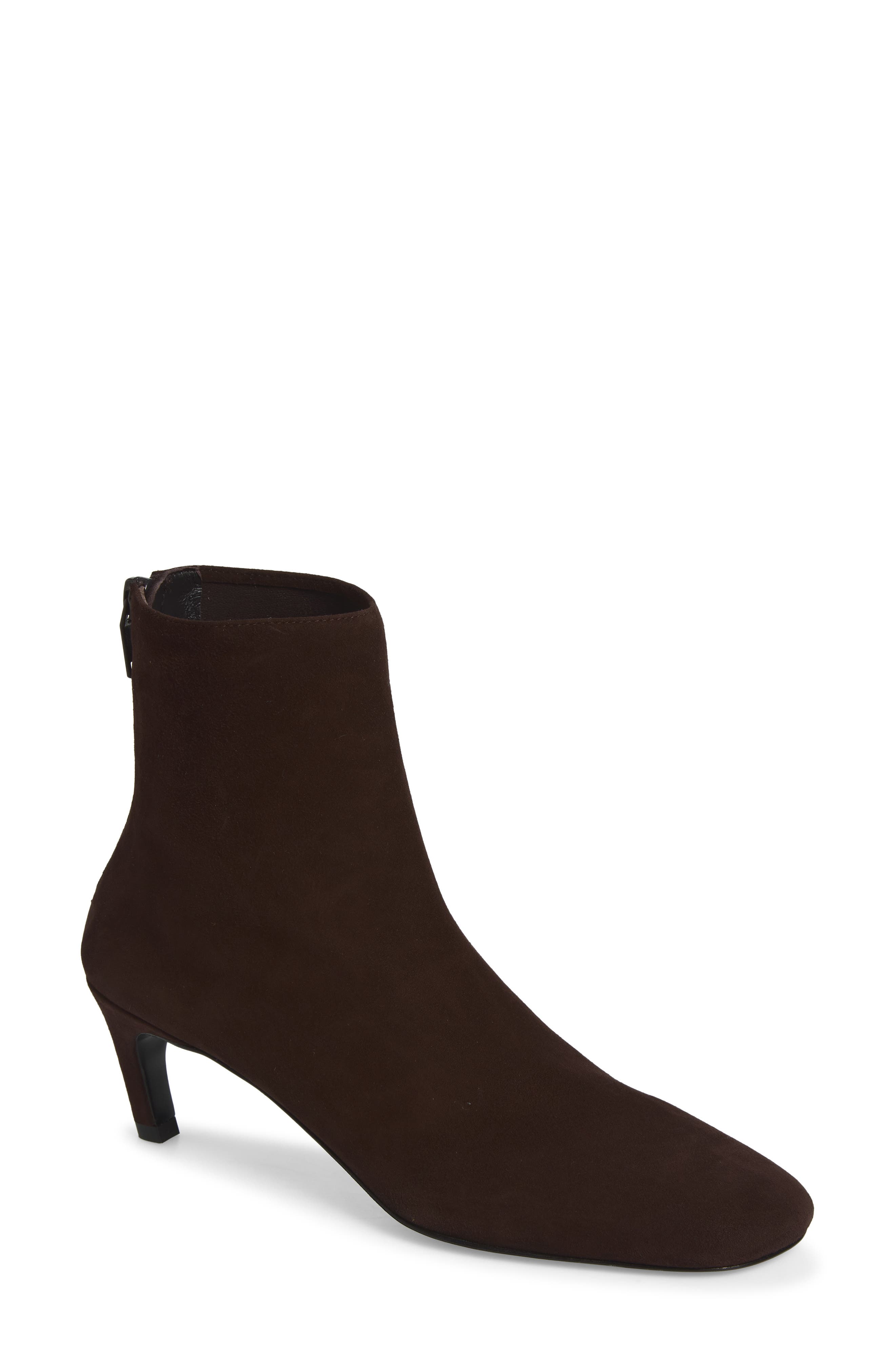 Suede Ankle Bootie, Main, color, BROWN