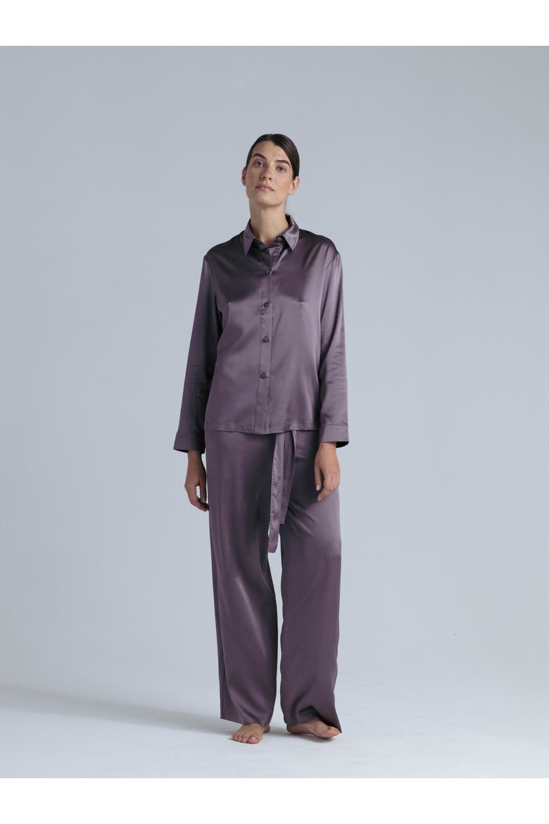 Silk Pajama Pants, Alternate, color, Noble Purple