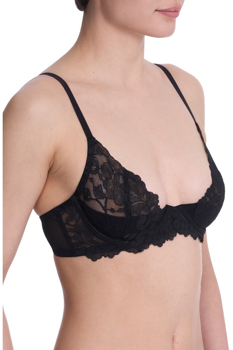 Peony Unlined Lace Underwire Bra, Alternate, color, BLACK